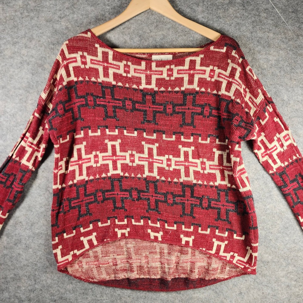Denim Supply Ralph Lauren Women‎ Sweater M Southwestern Aztec Red Cream Black